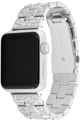 Coach Apple Watch Armband, werten Sie Ihren Look auf und personalisieren Sie Ihre Uhr, Edelstahl-Gliederband, entworfen für Apple Watch mit den 38 mm, 40 mm, 41 mm, Modell (14700149), Silber, Größe M