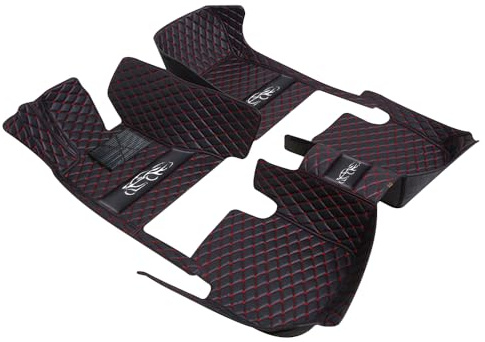 Anpassen Fußmatten für Nissan Qashqai Juke Note Almera Ariya Micra Leaf Navara PU-Leder Auto Fussmatten Set Allwetter wasserdichte rutschfeste Teppich?Schwarz Rot?