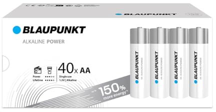 BLAUPUNKT AA Pilas alcalinas, Paquete de 40, lo Mejor para Relojes de Pared, mandos a Distancia de TV, LR6BPO/40CB