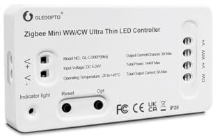 LIGHTEU®, GLEDOPTO Zigbee CCT WW/CW ultradünner LED-Controller Dual White Alexa Voice/Hub APP/Fernbedienung DC5-24V, GL-C-006P(mini)