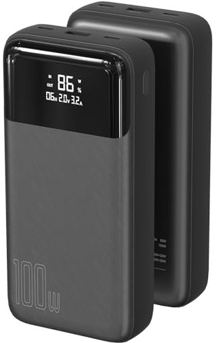 Galeces Batterie Externe 25000Mah 100w Power Bank Charge Rapide QC PD Chargeur Externe Batterie Portable Externe pour MacBook Dell Deck Iphone Samsung Android Phone Ipad Airpods Bracelet De Sport