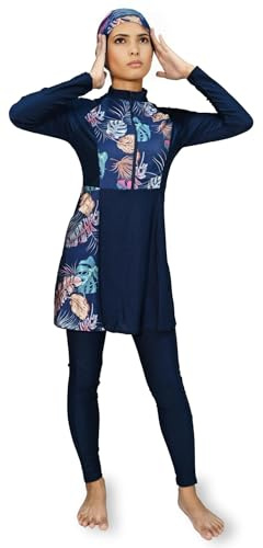 Musuly Burkini Floral Modesto con Falda (Floral Azul, S=36)