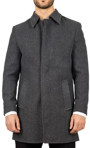 Men's Overcoat Classic Collar Wool Blend Classic Trench Coat Winter Jacket - Grey 3XL
