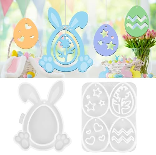 MplehDa Stampi in silicone per uova di Pasqua, 5 pezzi, per candele, sapone, bombe da bagno, resina epossidica, silicone, fai da te