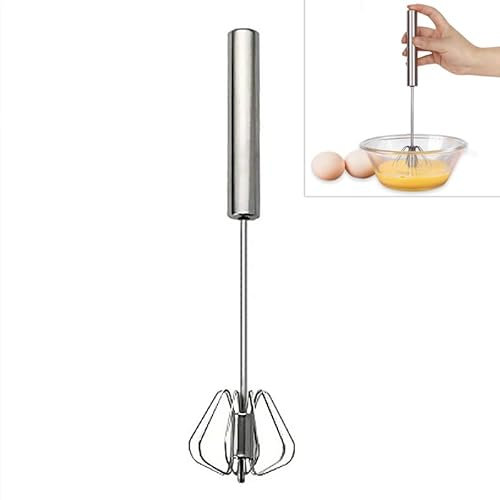 Professional Egg Whisk Beater - Stainless Steel Wire Whisk Hand Push Semi Automatic Blender Mixer