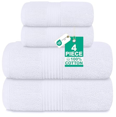 Luxury 4 Piece Towel Bale Set - 2 Bath Towels & 2 Hand Towels (White)