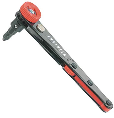 Compact 90 Degree Right Angled Ratchet Screwdriver + Double Ended bit, fits into Restricted & confined Places. ENGINEER dr-05