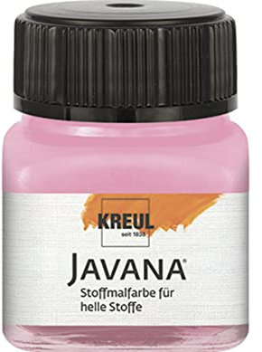 KREUL 90944 - Javana Stoffmalfarbe für helle Stoffe, 20 ml Glas in rosa, geschmeidige Farbe auf Wasserbasis mit cremigem Charakter, dringt fasertief ein, waschecht nach Fixierung