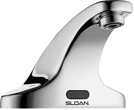 Sloan SF-2350 Sensor Activated Touch-Free Faucet, Commercial Grade with Mounting Hardware - 0.5GPM Battery-Powered Deck-Mounted Mid Body, Polished Chrome Finish, 3362119