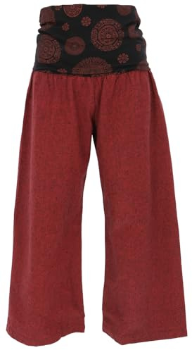GURU SHOP Weite Marlenehose, Buddha Wellnesshose, Yogahose, Boho Hose mit Breitem Bund, Damen, Baumwolle