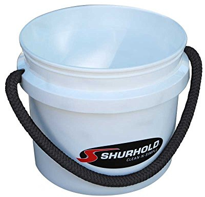 SHURHOLD 3.5 Gallon Heavy Duty World's Best Rope Handle Molded Plastic Bucket, for Boats, Cleaning, Fishing, Storage, and Refuse - White