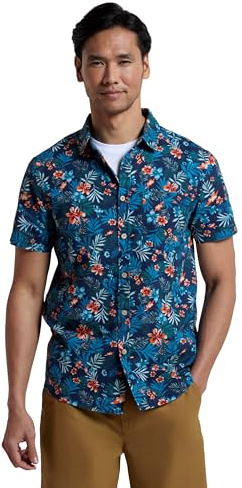 Mountain Warehouse Coconut Slub Texture Short-Sleeved Shirt - Lightweight Cotton Tee with Pocket, Casual Wear - Spring Summer, Holidays & Travelling Navy XL