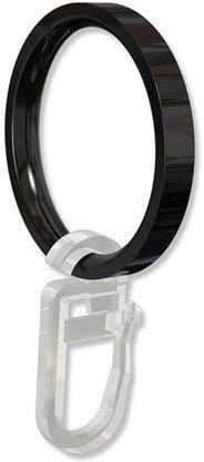 Interdeco Gardinenstangen Ringe mit Faltenhaken, Gardinenringe in Schwarz für 20 mm Ø (24 Stück)