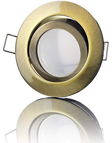 lambado® Premium LED Spots 230V Flach in Altmessing - Hell & Sparsam inkl. 5W Strahler warmweiß dimmbar - Moderne Beleuchtung durch zeitlose Einbaustrahler/Deckenstrahler