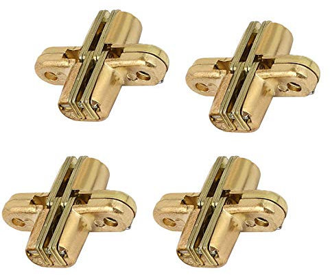 Charnière cachée, 2 paires de charnières invisibles en alliage de zinc doré à 180 degrés pour porte pliante invisible