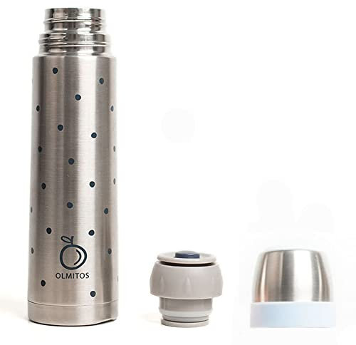 Olmitos Termo Para Liquidos Dots Azul De Olmitos- Apto Para Bebidas Calientes Y Frías- Cierre Hermético- Sistema De Apertura Presionando Un Botón, color Azul, 500 ml