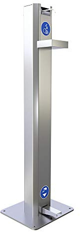 Distributeur de gel hydroalcoolique sans contact - pédale à pied (Gris inox)