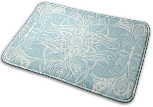 fgjfdjj Floral Pattern In Duck Egg Blue & Cream Doormat Entrance Mat Floor Mat Rug Indoor/Outdoor/Front Door/Bathroom Mats Rubber Non Slip 23.6 X 15.8 Inch
