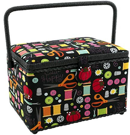 Dritz Z10051-22259 Sewing Basket Nähkorb, Stoff, Kordel, Schwarze Nähhinweise:, Large