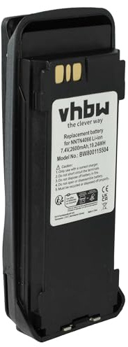 vhbw Akku Ersatz für Motorola NNTN4066, NNTN4077, NNTN4103 für Funkgerät, Walkie Talkie (2600mAh, 7,4V, Li-Ion) + Gürtelclip