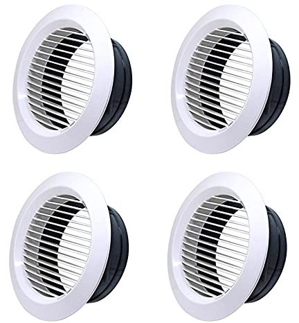 Generic LGMB Kunststoff Rund, 4 Pcs 75mm, Lüftungsgitter Abschlussgitter, Abluftgitter Zuluft Abluft zur Belüftung von Wohn und Geschäftsräumen, Küche, Bad, Garagen(Weiß), Acrylic, Beige