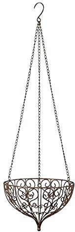 Campo Blumenampel Korb zum Hängen und Bepflanzen aus Metall Aufbewahrung Dekokorb Größe (30x20x75 Kettecm)
