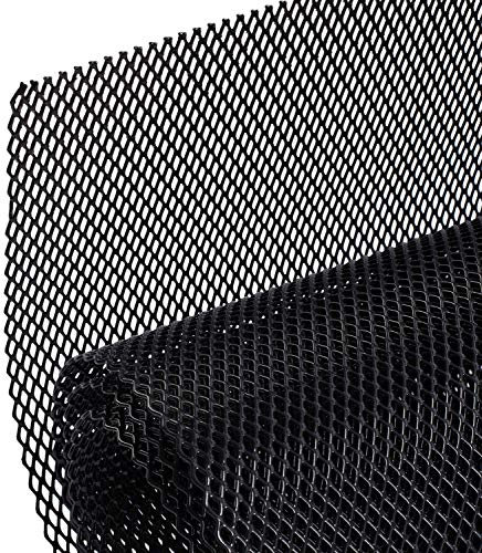 AggAuto 120×40cm Negro Rejilla de carreras, Tamaño del Rómbico de 3×6mm, rejilla estirada de aleación de aluminio, ajuste universal rejilla del radiador del automóvil