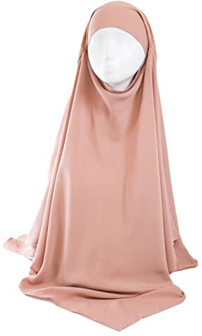 Lamis Hijab – Khimar Hijab – Jilbab für Damen, zum Überziehen, altrosa, One size