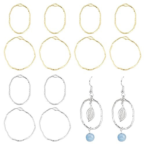 CHGCRAFT 64 Stück Goldene Oval Legierung Rahmen Gold Offene Lünette Anhänger mit Silber offener Lünette Anhänger für Halskette Armband Schmuck DIY Loch, 2.5-3mm