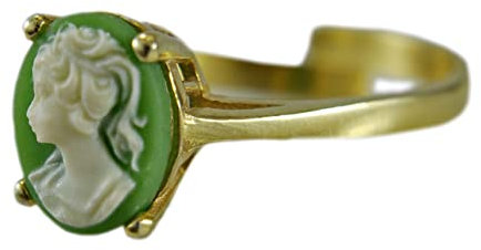 925 Silber Ring - 14k Vergoldet - Lady Cameo - Verstellbar - Vintage - Kamee - Antik - Jugendstil - Geschenk für Mama - Geburtstagsgeschenk - Schmuck-Handmade (Ring)