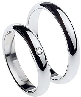 Paar Eheringe 925 Sterling Silber mit Zirkon Kostenlose Gravur Ringe Made in Italy