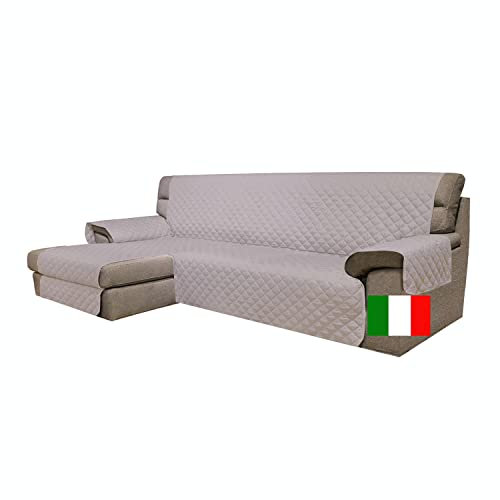 Moonange - 2-Sitzer Sofabezug mit Halbinsel - Sitzfläche 200 cm - Wasserfester Sofabezug - Ecksofabezug - Anti-Rutsch - Fleck - Reversibel - Kratzer - Frost - Taubengrau