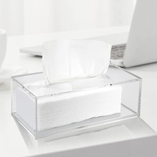 GOCUODE Taschentuchbox (Rein Handgemacht),Acrylic Kosmetiktücher Box,Taschentuchspender,Taschentücher Box für Küchen Büros Schlafzimmer Auto (Transparent)