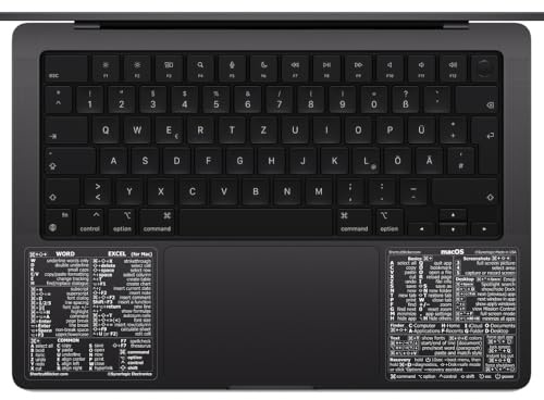 SYNERLOGIC (5 sets) Mac OS + Word/Excel (for Mac) Shortcuts Stickers Bundle | No-Residue Laminated Vinyl Cheatsheet black case MacBook Keyboard Stickers 83 x 83 mm (Clear/White, 5 sets)