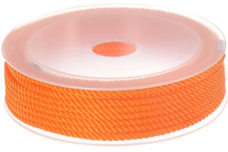 sourcing map Twisted Nylon Twine Thread Beading Cord 3mm 7M/23 Feet Extra-Strong Braided Nylon String for Crafting Bracelets Jewelry Making, Orange