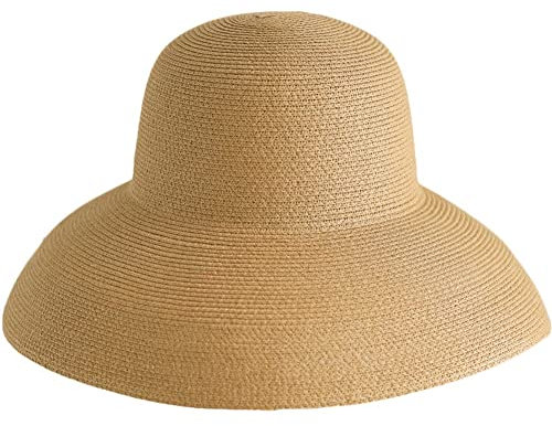 Stakee Chapeau de Paille d'été Fait à la Main Chapeau de Plage tissé Style Hepburn Chapeau de Panama à Large Bord Chapeau de Vacances Pliable pour Les Femmes