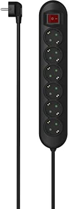Hama Steckdosenleiste 6-Fach Mit Schalter, 1,4m - Mehrfachsteckdose, Mehrfachstecker, Beleuchtet, Optimierte Schalterposition 45°, Schwarz