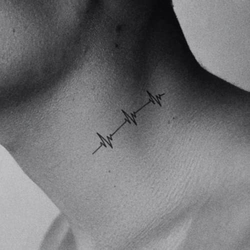 Inkster Tattoo - Drei Wellen Herzschlag | vegane & wasserfeste Temporäre Tattoos für Erwachsene - EU-Kosmetikzertifizierte Farbe - revolutionäres 2 Wochen Tattoo | Premium Klebetattoos & Fake Tattoo