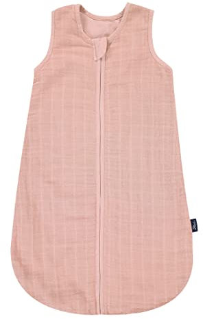 Alvi Babyschlafsack Mull atmungsaktiv mit Babylöffel DeinKinderland| Baby-Schlafsack ärmellos Jungen und Mädchen | leichter Sommerschlafsack | Außensack (uni pink, 70cm)