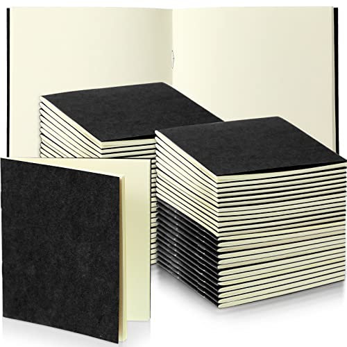 Faccito 50 Pack Mini Kraftpapier Notizbücher Taschen Tagebücher Journal Notizblöcke Kleine Blanko Notizhefte Memo Skizzenbücher für Kinder Schule Büro, 10,4 x 10,6 cm (Schwarz, Leere Seite)