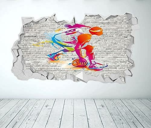 Wandsticker Basketball-Wandaufkleber im 3D-Look – Graffiti-Sport-Wandaufkleber für Kinderzimmer 55x80cm