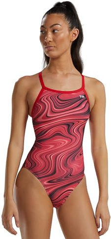 TYR Women's Standard Durafast Elite Diamondfit Swimsuit, Red Vitality