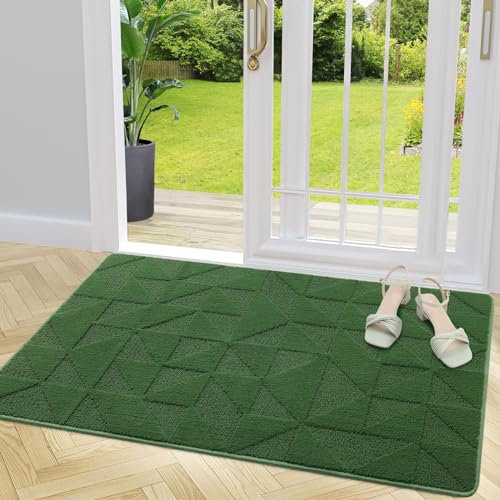 Homaxy Door Mats Indoor, 80 X 120 cm, Machine Washable Inside Door Mat, Dirt Trapper Soft Doormats, Super Absorbent Entrance Rug, Non-slip Floor Mat For Front Back Door, Pets and Dogs (Green)