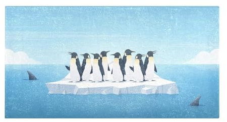 YOUJUNER Lange Badematte süßer Pinguin Badteppich Saugfähig Badvorleger weich rutschfest Badezimmerteppich Duschvorleger Duschmatte