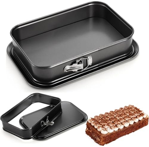 LANYOTA Springformen Rechteck, 24x14cm Backform Kuchenform mit Auslaufschutz, Springform Antihaft-Käsekuchenform mit abnehmbarem Boden, Eiscreme-Kuchen-Backform (rechteckig)