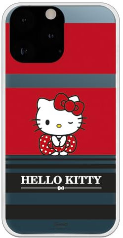 Personalaizer Hello Kitty Flexible Schutzhülle für iPhone 15 Pro, mit roten und schwarzen Streifen