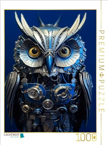CALVENDO Puzzle Eule - Cyborg Tier in Verbindung mit Steampunk | 1000 Teile Lege-Größe 64 x 48 cm Foto-Puzzle für glückliche Stunden