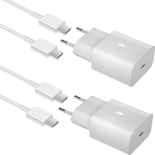 2 Stück 15W USB Ladegerät Stecker, Schnellladegerät Netzteil mit Typ C Kabel kompatibel mit Samsung Galaxy A52,A52S,A53,A33,S21,S20 FE,S10,S9,S8 Plus,Z Flip3,Z Fold3,M53 5G, und andere Smartphones