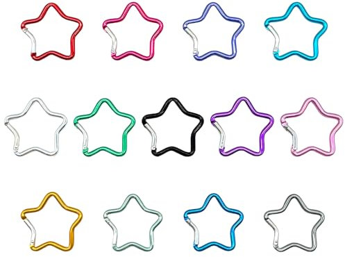 MMDOCO 13PCS Carabiner Clip, Locking Carabiner, Star Shaped Climbing Buckle, Coloured Premium Aluminum Alloy Star Key Chain Clip Hook for Camping, Hiking, Traveling, Fishing, Backpack