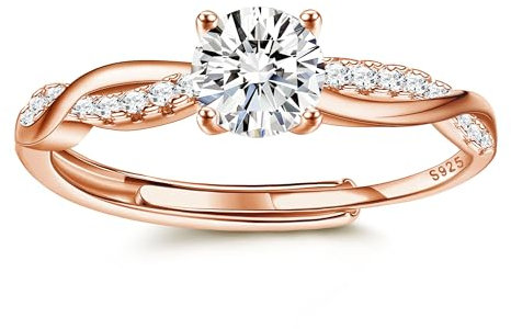 Krfy 925 Sterling Silber Ringe für Frauen Verstellbar Daumenring Damen Verlobungsring Eheringe Engagement Ringe Frauen Jubiläum Promise Ring Gold/Silber/Rosegold Versprechen Ringe Schmuckgeschenke